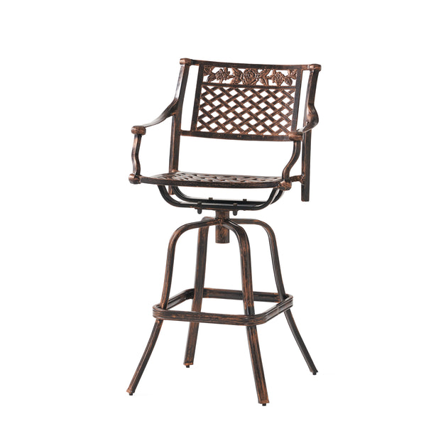 English Elm Christopher Knight Home® - TAHOE Cast Aluminum Bar Stool 29.5" Antique Copper Finish — Elegant Patterned Outdoor Patio Seating Durable 54024.00