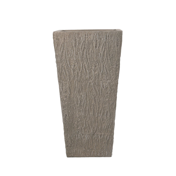 English Elm Mgo Concrete Tall Column Outdoor Planter with Pleated Stone Finish for Patio or Porch 73368.00