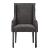 Homelegance By Top-Line Damiano Linen Sloped Arm Hostess Chair Brown Rubberwood