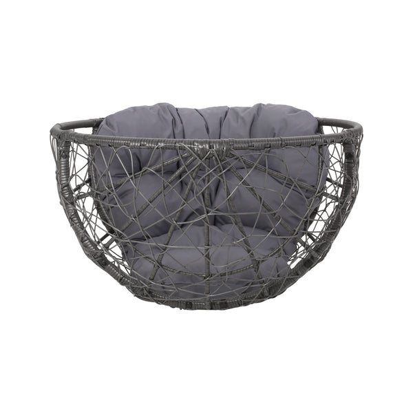 English Elm Christopher Knight Home® - GIANNI Teardrop Wicker Outdoor Chair with Water-Resistant Cushion, Handcrafted Faux Rattan Iron Frame Comfort Gray 65645.00GDGRY