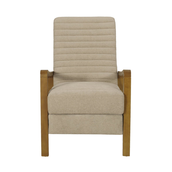 English Elm Christopher Knight Home® - Fabric Sand Push-Back Recliner Chair with Channel Stitching, Rubberwood Frame, Compact Comfort Lounge — Ergonomic Manual Club Seat (Sand) 71261.00SND