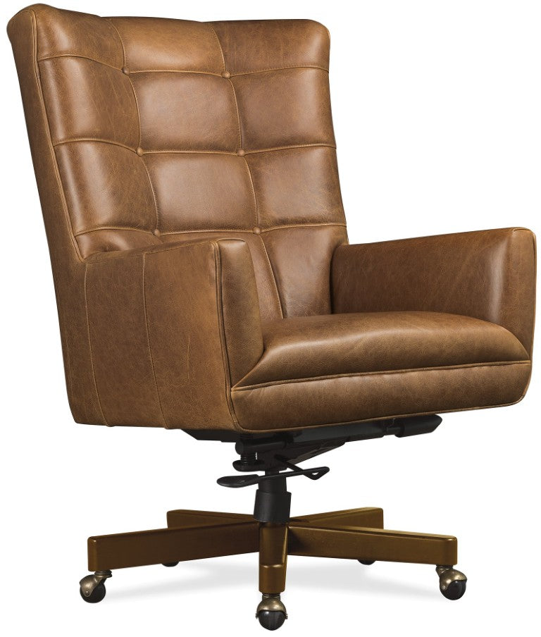 Hooker Furniture Nico Executive Chair In Jala Whiskey Top-Grain Leather — Button-Tufted, Plush Foam, Height-Adjustable EC828-087