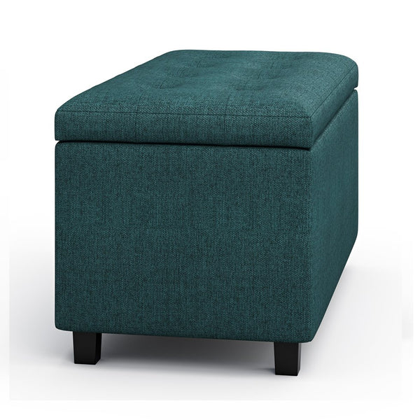 English Elm Cosmopolitan Teal Storage Ottoman - Elegant, Versatile Design With Hidden Compartment For Organizing Essentials B136P159774