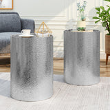 Christopher Knight Home® - Noble House - Brookhaven Modern Round Hammered Iron Accent Table (2 Pack) -