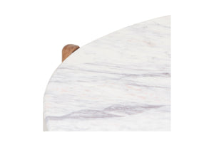 Porter Designs Porter Modern Round Coffee Table - Solid Mango Wood Base With Elegant Marble Top For Stylish Living White Wood 05-108-01c-1931-kit