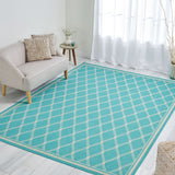 Christopher Knight Home® - Noble House - Safi 7'10" X 10' Outdoor Area Rug, Teal and Ivory