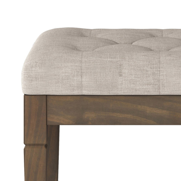 English Elm Waverly Small Tufted Ottoman Bench - Natural Linen Accent For Elegant Footstool & Extra Seating B136P159941-GIGA