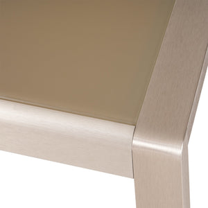English Elm Cape Coral Frosted Tempered Glass Outdoor Side Table with Rust Resistant Aluminum Frame 65810.00