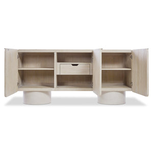 Bernhardt Bernhardt Antibes Buffet With Rustic Oak & Concrete Pedestal Bases — Sculptural Storage, Adjustable Shelves 350134