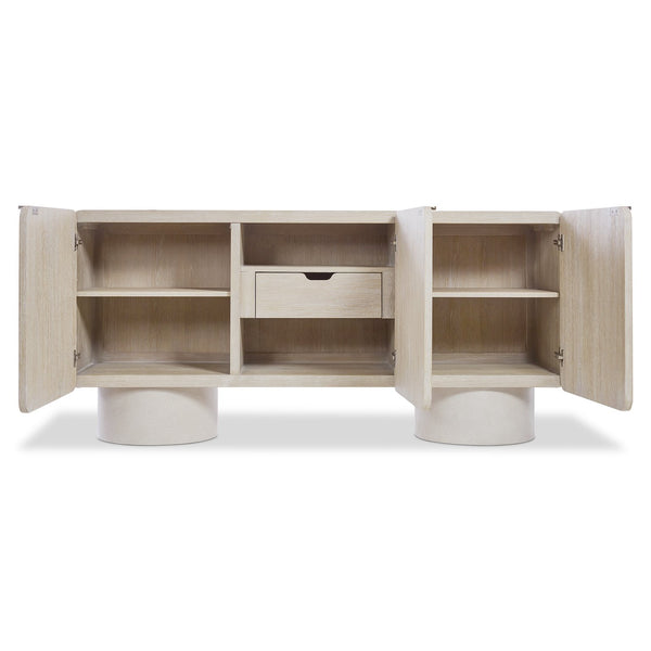 Bernhardt Bernhardt Antibes Buffet With Rustic Oak & Concrete Pedestal Bases — Sculptural Storage, Adjustable Shelves 350134