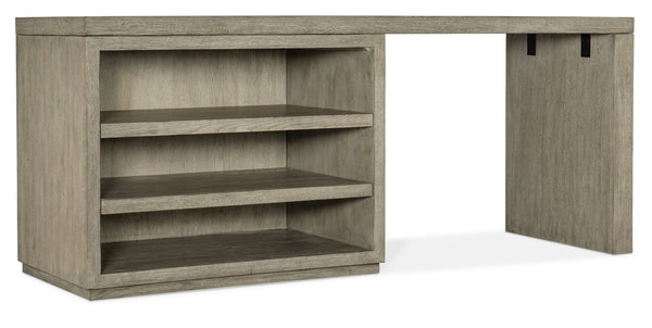 Hooker Furniture Linville Modern 72" Oak Veneer Desk In Smoked Mink Finish With Open Shelving, Float-Ready Design 24.00 L x 72.00W x 30.00H 6150-10907-85