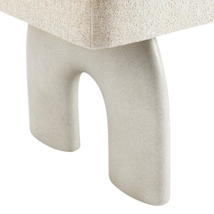 Bernhardt Bernhardt Antibes Bench With Arched Pumice Concrete Supports And Upholstered Seat, Rustic Modern Accent 350506