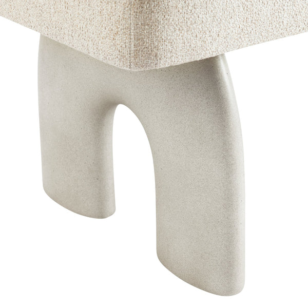 Bernhardt Bernhardt Antibes Bench With Arched Pumice Concrete Supports And Upholstered Seat, Rustic Modern Accent 350506