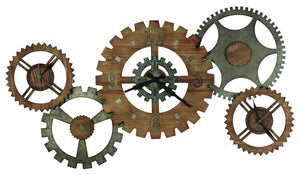 Hekman Furniture 625727 Cogwheel Iii Oversized Antique Industrial Wall Clock - Unique Design With Three Clocks!  Cogwheel Iii Gallery Wall 625727