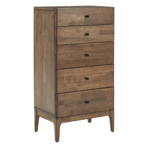 Homelegance By Top-Line Dominik Walnut Finish 5-Drawer Chest Walnut Rubberwood