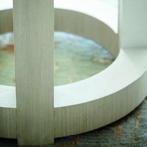 Bernhardt Bernhardt Axiom Round Dining Table With 60" Tempered Glass Top, Sculptural Circular Base, Seats 6 — Linear Gray Finish K1126