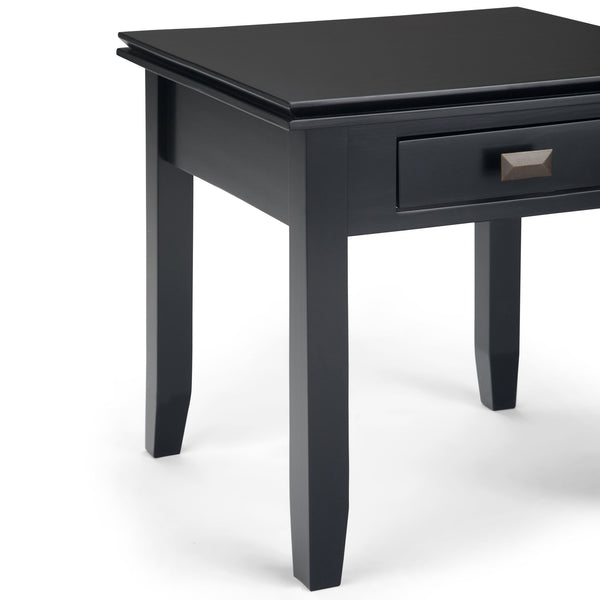 English Elm Artisan Handcrafted End Table In Timeless Black - Solid Wood, Functional Storage & Elegant Design B136P158691