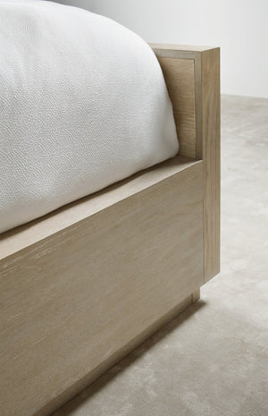 Hooker Furniture Cascade California King Panel Bed With Taupe Oak Veneers, Champagne Metal Inlay, Transitional Charm Light Wood 6120-90260-80