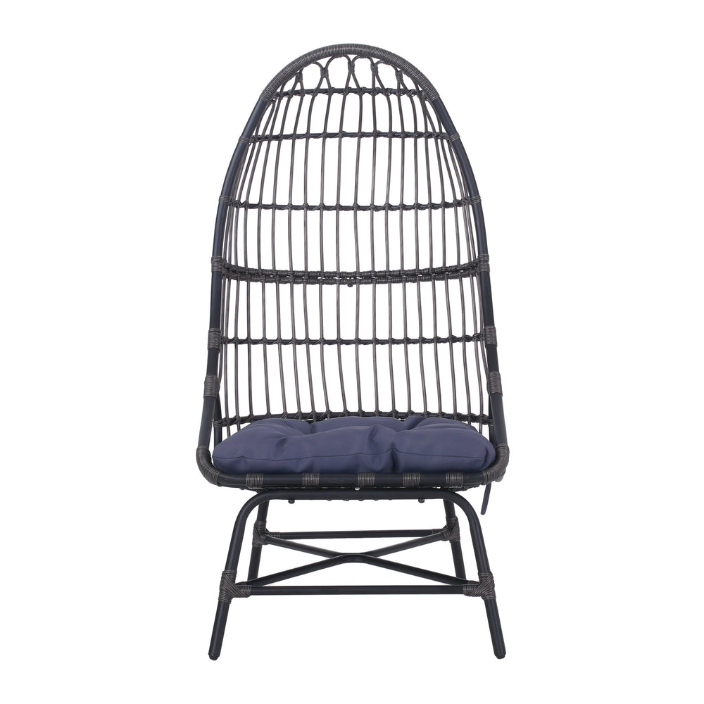 English Elm Elon Faux Rattan Cocoon Chair Woven Basket Silhouette Bohemian Accent Lounge Seat 70656.00GRY