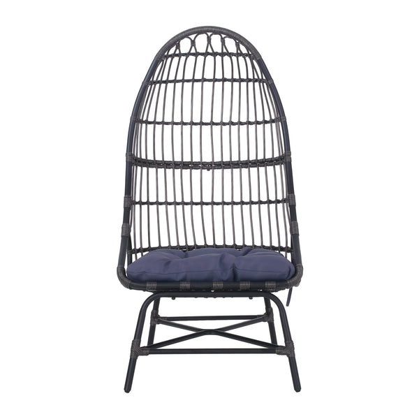 English Elm Elon Faux Rattan Cocoon Chair Woven Basket Silhouette Bohemian Accent Lounge Seat 70656.00GRY