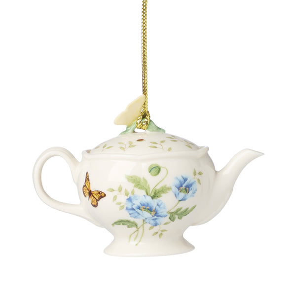 Lenox Butterfly Meadow Teapot Ornament Green, IVORY PORCELAIN 896350