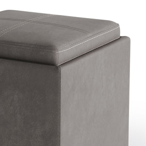 English Elm Rockwood Cube Storage Ottoman With Flip-Over Tray - Stylish Distressed Slate Grey & Hidden Storage B136P159098-GIGA