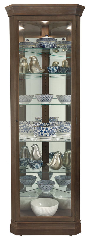 Hekman Furniture 680641 Delia Curio Cabinet - Space-saving, Lighted Display With Adjustable Shelves & Elegant Finish Aged Auburn Delia Corner Curio Cabinet 680641