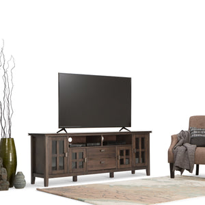 English Elm Artisan 72" Tv Media Stand - Handcrafted Solid Wood In Natural Aged Brown With Ample Storage Options B136P158701