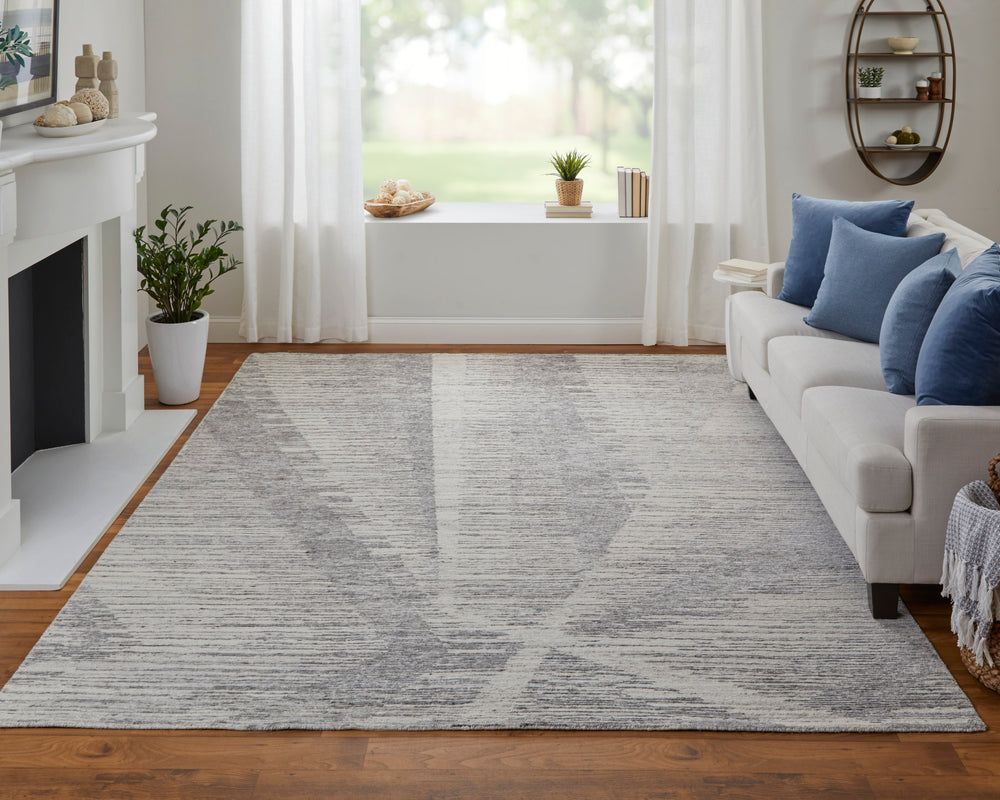 Feizy Rugs Brighton Hand Knotted Wool & Viscose Area Rug - Contemporary Abstract Design For Modern Spaces Ivory,Taupe,Silver Wool,Viscose Bri69chftpeivyf99