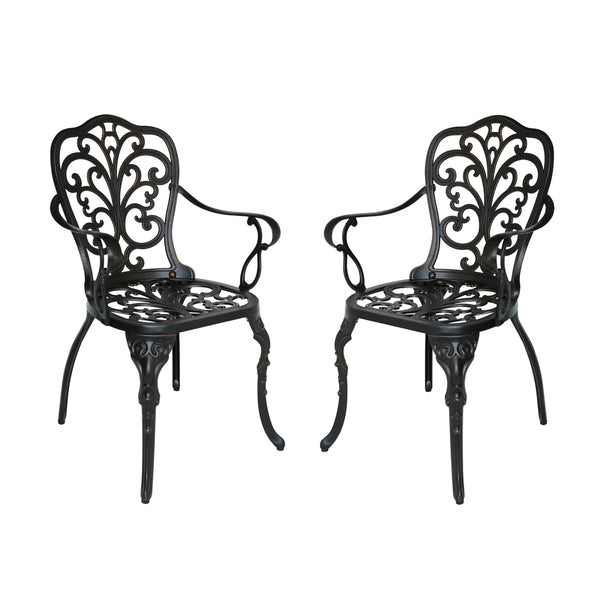 English Elm Christopher Knight Home® - VIGO Antique-Style Aluminum Dining Chair in Natural Finish with Ornate Scrollwork, 300 lb Capacity 62912.00SHNCOP