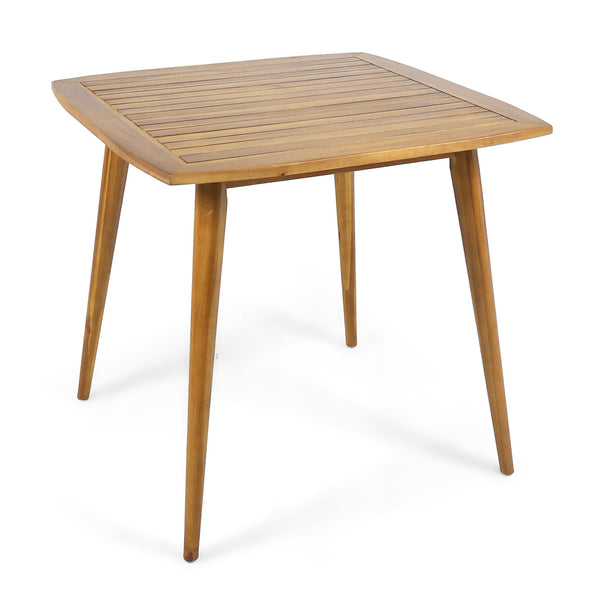 English Elm Indoor Solid Acacia Square Dining Table Mid-century Tapered Legs Teak Finish 63258.00