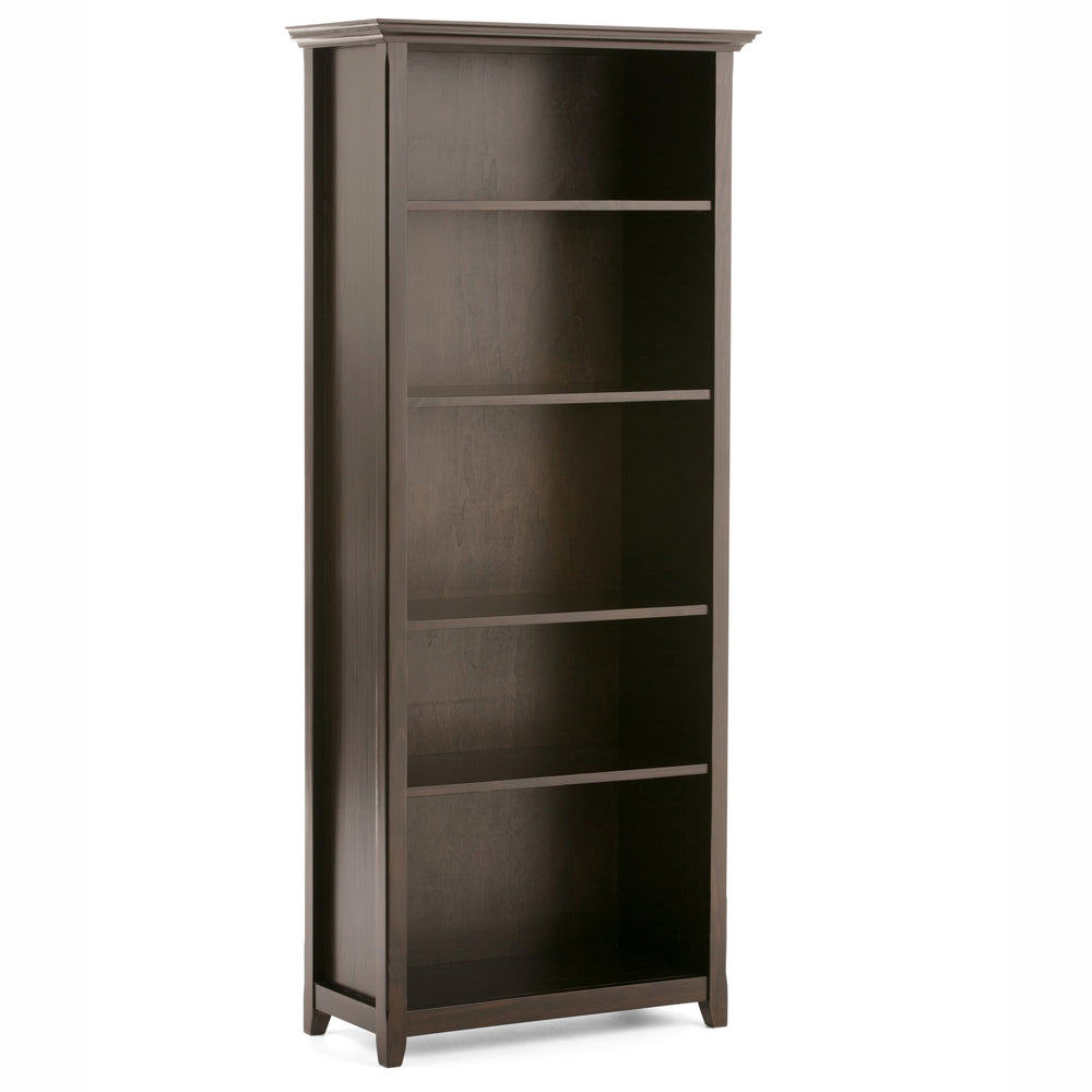 English Elm Amherst 30-Inch Solid Wood Bookcase In Hickory Brown - Elegant 5-Shelf Design For Versatile Storage B136P159428