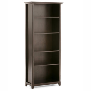 English Elm Amherst 30-Inch Solid Wood Bookcase In Hickory Brown - Elegant 5-Shelf Design For Versatile Storage B136P159428