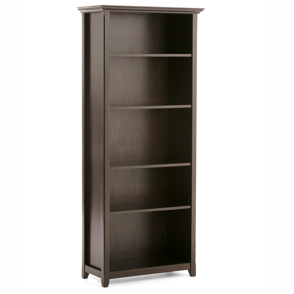 English Elm Amherst 30-Inch Solid Wood Bookcase In Hickory Brown - Elegant 5-Shelf Design For Versatile Storage B136P159428