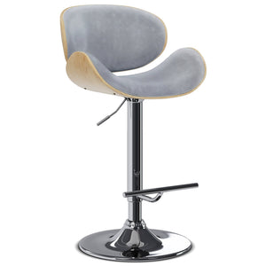 English Elm Marana Adjustable Swivel Bar Stool - Mid-Century Modern Design In Stone Grey & Light Brown Finish B136P158934