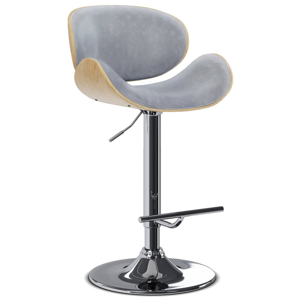 English Elm Marana Adjustable Swivel Bar Stool - Mid-Century Modern Design In Stone Grey & Light Brown Finish B136P158934