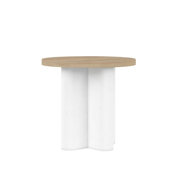 A.R.T. Furniture Garrison Round End Table In Washed Oak & Emory White - Chic Casual Contemporary Design For Any Space Brown, White Parawood Solids With Ash Embossing,White Oak Veneers,Resin 322303-1317