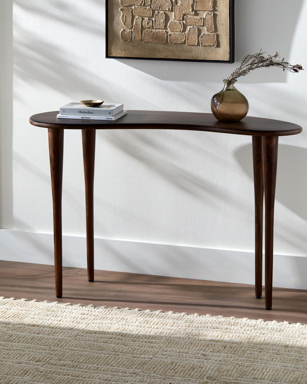 Surya Wagner Solid Mango Wood Console Table Mid-century Modern Entryway Accent 48 Inch WGNR003-314818