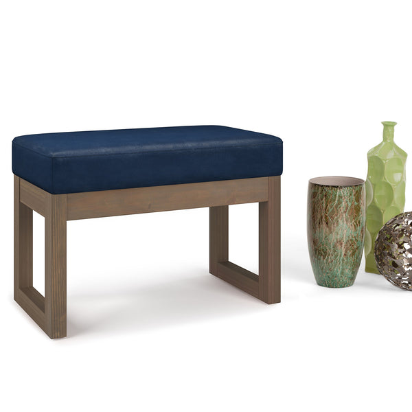 English Elm Milltown Contemporary Distressed Dark Blue Footstool Ottoman - Versatile Accent Bench For Any Space B136P159086