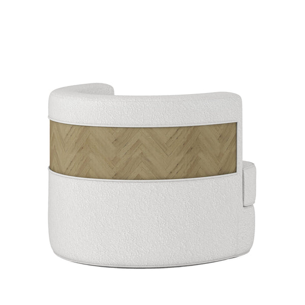 A.R.T. Furniture Cassat Barrel Swivel Chair: Casual Contemporary Design With Washed Oak Finish And 360-degree Swivel Base White Parawood Solids With Ash Embossing,Foam,Fabric 522516-5302