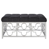 Homelegance By Top-Line Siobhan Chrome Quatrefoil Base Square Ottoman Chrome Metal