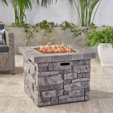 Christopher Knight Home® - Noble House - Angeles Outdoor Grey Square Fire Pit - 40,000 Btu