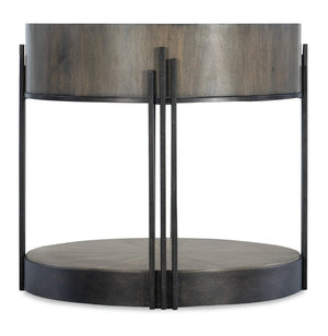 Hooker Furniture Commerce Acacia Skyline Side Table — Art Deco Starburst Veneer, Dark Bronze Metal Base, Versatile End Table (27.25" Round, 25" H) 7228-80168-85