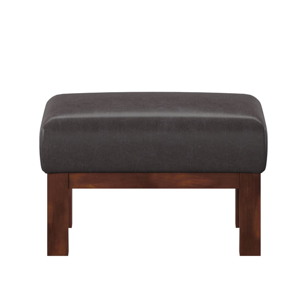 Homelegance By Top-Line Parcell Mission-Style Dark Oak Finish Wood Ottoman Brown Solid Wood