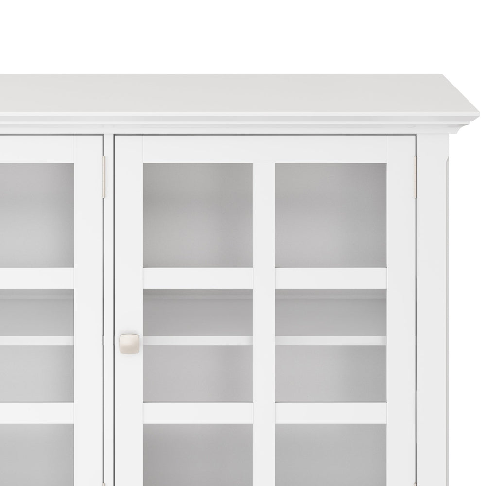 English Elm Acadian Wide Storage Cabinet - Elegant White Wood With Glass Doors & Adjustable Shelves For Any Room B136P158290