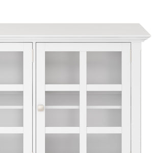 English Elm Acadian Wide Storage Cabinet - Elegant White Wood With Glass Doors & Adjustable Shelves For Any Room B136P158290