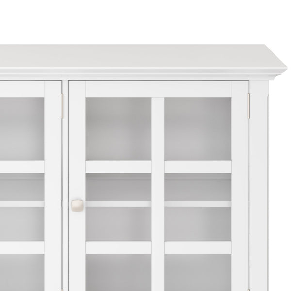 English Elm Acadian Wide Storage Cabinet - Elegant White Wood With Glass Doors & Adjustable Shelves For Any Room B136P158290