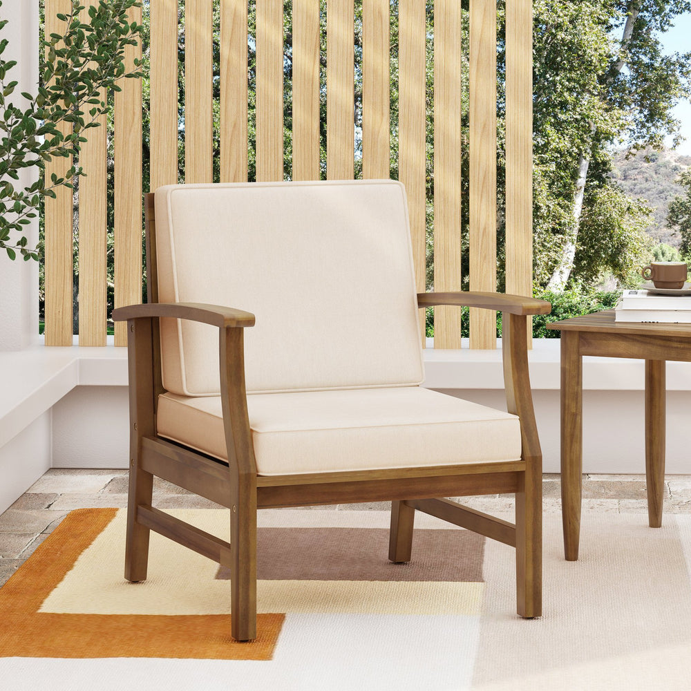 English Elm Perla Solid Acacia Outdoor Club Chair Slatted Hardwood Frame Resort Patio Seat 61442.00CRM