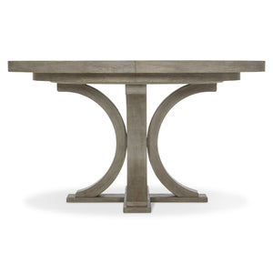 Bernhardt Bernhardt Knotty White Oak Albion Round Dining Table With 18" Leaf, Pewter Finish & Sculptural Base K1772