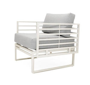 VIG Furniture Wharf Outdoor Sofa Set — Light Grey & White 4-Piece Patio Collection With Quick-Dry Cushions, Durable Frame VGGES0273SA-WHT-SET